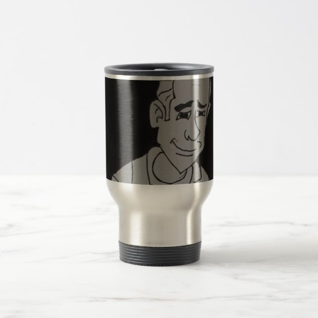 Black & White Man Sketch Travel/Commuter Mugg (Center)