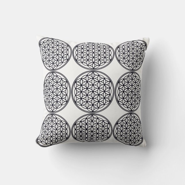 Black White Mandala Geometric Mönster Pillow Kudde (Framsida)