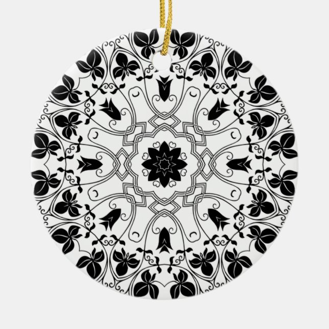 Black & White Mandala Mystical-julprydnad Julgransprydnad Keramik (Framsidan)