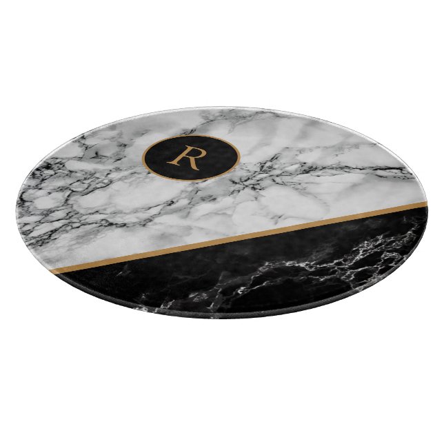 Black White Marble Anpassningsbar Brev (Hörn)