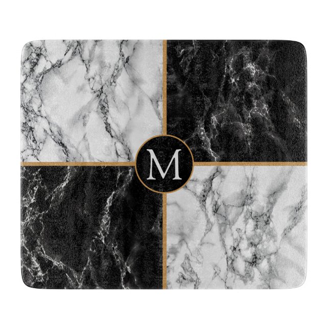 Black White Marble Anpassningsbar Brev (Framsidan)