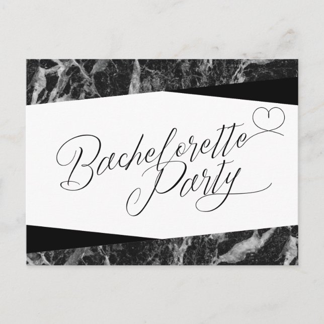 Black White Marble Bachelorette Postcard Vykort (Framsida)