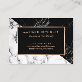 Black White Marble Beauty Salon AEftercare Card Visitkort
