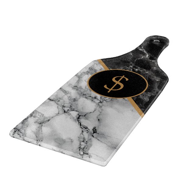 Black White Marble Caking Board Personlig (Hörn)
