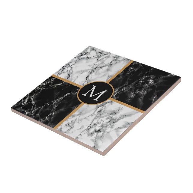 Black White Marble Ceramic Tile Personlig Kakelplatta (Sidan)