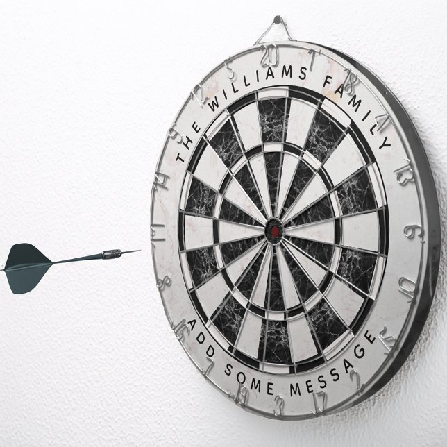Black & White Marble Classic Custom Name & Message Darttavla (Skapare uppladdad)