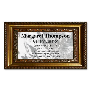 Black White Marble   Guld Decorative Ram Magnetiska Visitkort