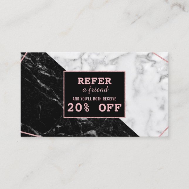 Black White Marble Guld Makeup Artist Referal Rabattkort (Framsida)