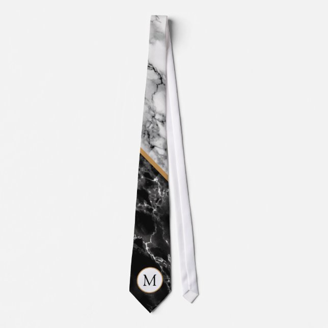 Black White Marble Neck Tie Personlig Brev Slips (Framsida)