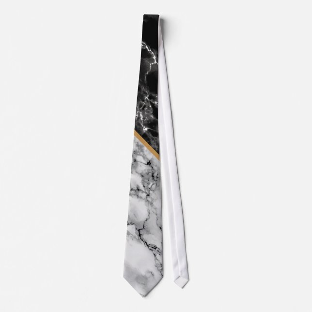 Black White Marble Neck Tie Slips (Framsida)