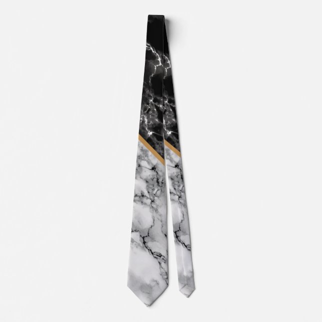 Black White Marble Neck Tie Slips (Framsida)