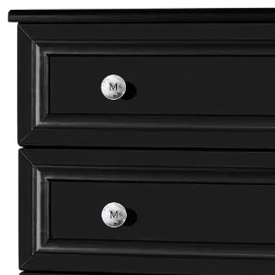 Black White Marble Orb Monogram Initial Knopp