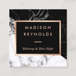 Black White Marble Ro Guld Beauty Salon Fyrkantigt Visitkort