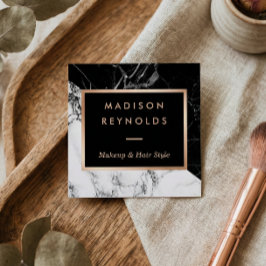 Black White Marble Ro Guld Beauty Salon Fyrkantigt Visitkort