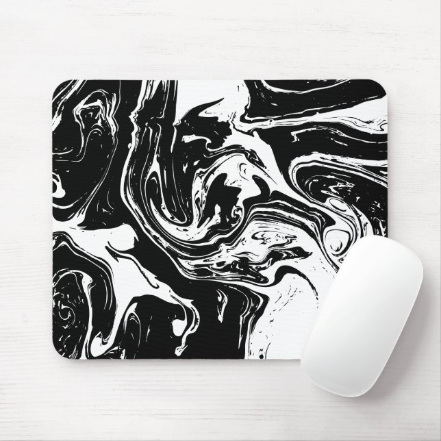 Black & White Marble Stil Mousepad Musmatta (Med mus)