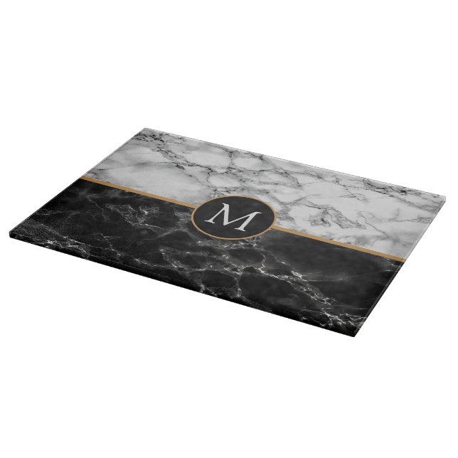 Black White Marble Stone Din Brev CEG-skärva (Hörn)