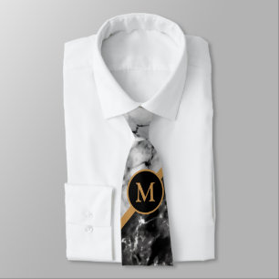 Black White Marble Stone Neck Tie med Brev Slips