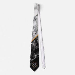 Black White Marble Tie med Anpassningsbar Brev Slips