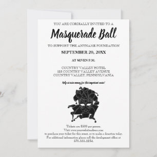 Black & White MasqueraBoll Fundraiser Gala Inbjudningar