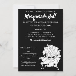 Black & White MasqueraBoll Fundraiser Gala Inbjudningar