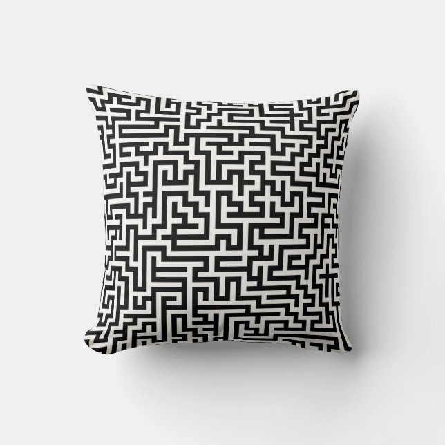 Black White Maze Lines Kudde (Framsida)