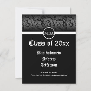Black/White MBA Business Grad School Studenten Inbjudningar