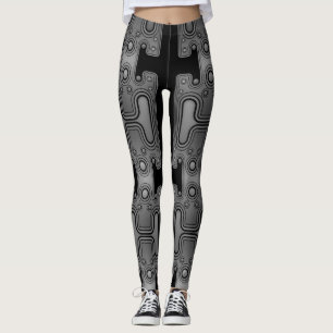 Black & White Mechaniid Android Futuristiska Robot Leggings
