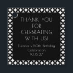 Black White Mid Century 50th Birthday Tack Gåvor Etiketter<br><div class="desc">Tack för favorittaggar för svartvit Anpassningsbar i mitten av det moderna 50:e Födelsedagsfesten</div>