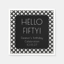 Black White Mid Century Mod 50:e födelsedagsdagen 