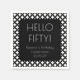 Black White Mid Century Mod 50:e födelsedagsdagen  Pappersservett