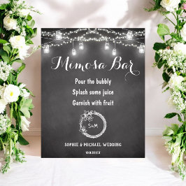 Black White Mimosa Pub String Ljus Poster