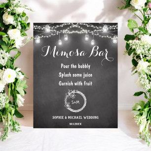 Black White Mimosa Pub String Ljus Poster