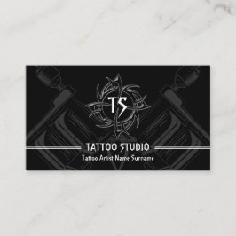 Black White Minimal Modern Tattoo Studio Visitkort