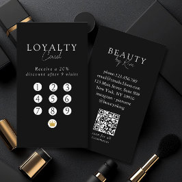 Black & White Minimal Salon QR Code Loyalty Visitkort