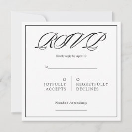 Black& White Minimal Square Wedding RSVP Kort