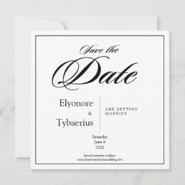 Black & White Minimal Square Wedding Save the Date Kort