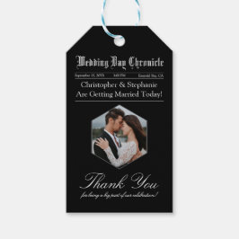 Black White Minimalist 1 Photo Wedding Thank You Presentetikett