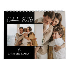 Black & White Minimalist Aesthetic Family Photo Kalender