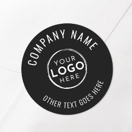 Black White Minimalist Company Logotyp Runt Klistermärke