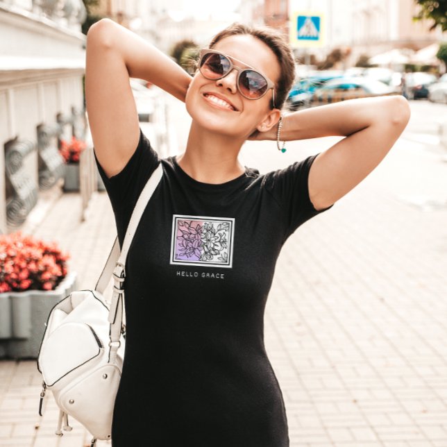 Black White Minimalist Hej Grace T-Shirt (Skapare uppladdad)