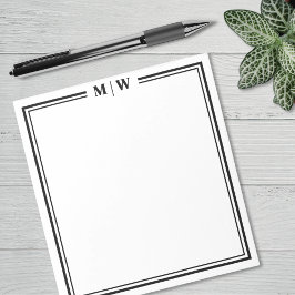 Black White Minimalist Monogram Anteckningsblock