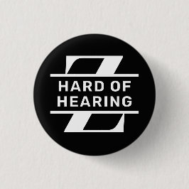 Black White Minimalist Monogram Hard of Hearing Knapp