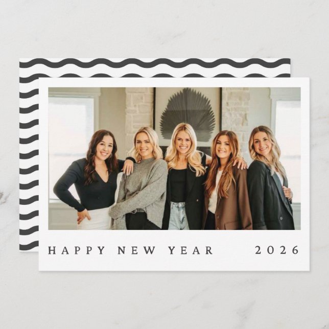 Black & White Minimalist Photo New Year (Fram/baksida)