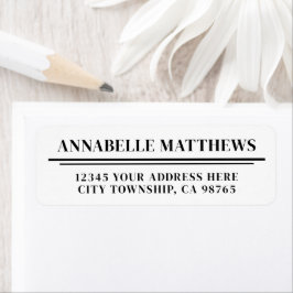Black White Minimalist Return Address Returadress Etikett