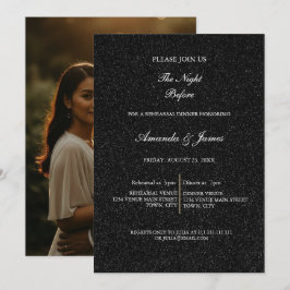 Black White Minimalist Script Rehearsal Dinner  Inbjudningar