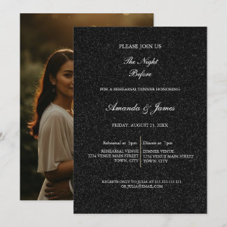 Black White Minimalist Script Rehearsal Dinner  Inbjudningar