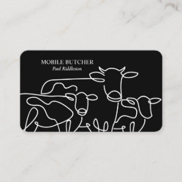 Black & White Mobile Butcher Cattle Farmer Visitkort