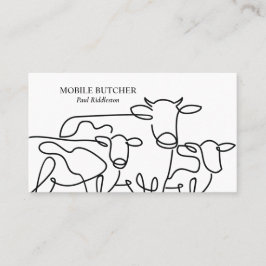 Black & White Mobile Butcher Cattle Farmer Visitkort