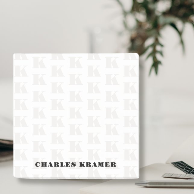 Black White Modern Bold Monogram Initial Brev Post-it Block (Skapare uppladdad)
