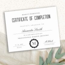 Black White Modern Certificate of Complete Award